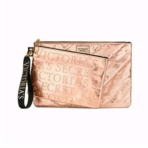 Victoria's Secret Rose Gold VS 2-PC SET Pouch Clutch SET-LIMITED EDITION NWT
